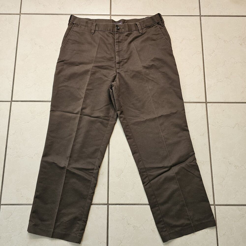 Dockers Men Classic Fit D3 Flat Front mens 36 x 29 Brown Zip FREE SHIPPING
